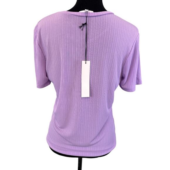 NEW NSR Purple Short Sleeve Silky Sateen Twist Front T-Shirt Size XL - Picture 2 of 6